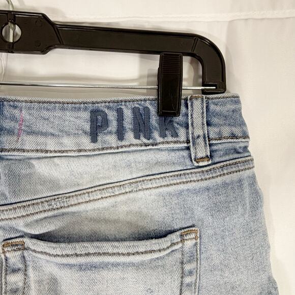 PINK VS Frayed Hem Denim Shorts Size 4/W30 Blue Wash - Picture 3 of 4